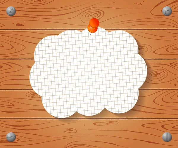 木製の罫線ノート用紙に空のバナー背景を描画 — ストックベクタ