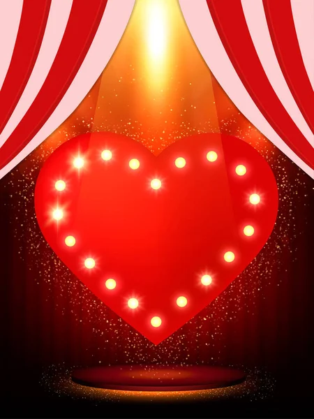 Αφίσα πρότυπο με ρετρό καρδιά πανό. Σχεδιασμός για την προβολή της — Διανυσματικό Αρχείο