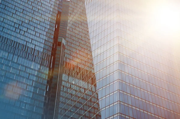 Modern business buildings with sunlight effect — Stock Photo, Image