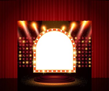Sahne perdesi parlayan retro kemer afiş