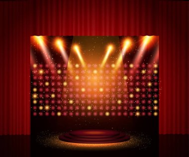 Empty theatre stage with curtain. Background for show, presentat clipart