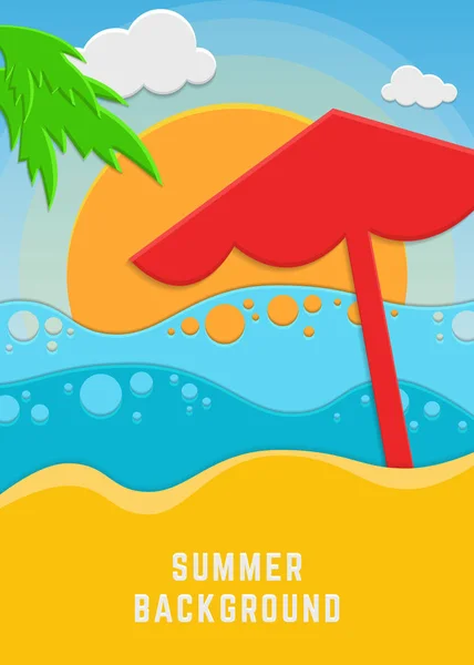 暑假背景,有海、空、阳. 图腾设计 — 图库矢量图片