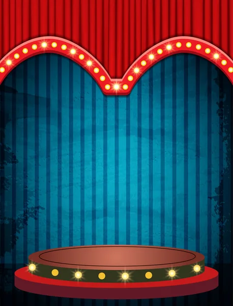 古色古香的马戏团背景与红幕和主席台 音乐会 表演的设计 — 图库矢量图片