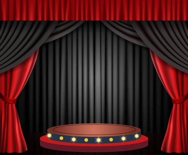 背景为红色黑色剧场帷幕和讲台 矢量说明 — 图库矢量图片