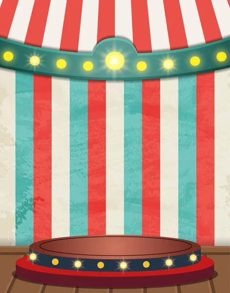 Fondo Rayas Circo Con Tienda Vintage Podio Diseño Para Presentación — Vector de stock