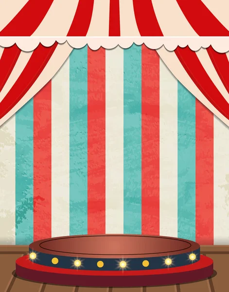 Fondo Rayas Circo Con Tienda Vintage Podio Diseño Para Presentación — Archivo Imágenes Vectoriales