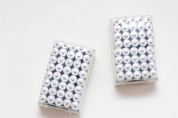 Packaging of new alkaline AAA silver batteries — Stock Photo, Image