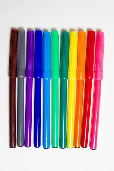 Multicolored Markers Isolated White Background — Stock Photo, Image