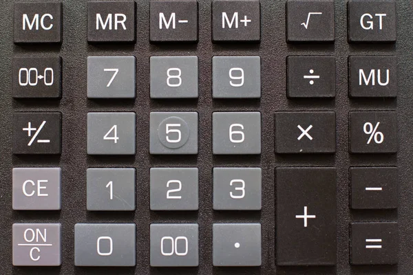 Schwarze Tastatur Des Digitalen Taschenrechners Nahaufnahme — Stockfoto