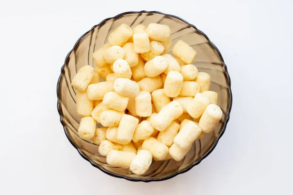 Corn sticks in a glass bowl, top view — Stock Photo, Image