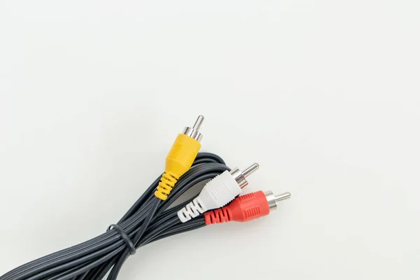 Conector Cable Audio Rca Blanco Cable Tulipán — Foto de Stock