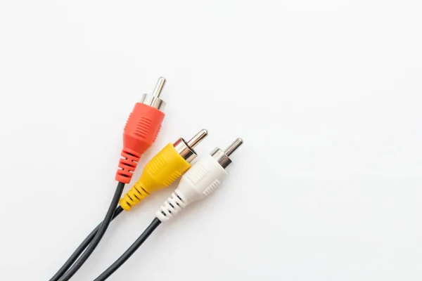 Rca Audio Video Cable Jack White Background Tulip Cable — Stock Photo, Image