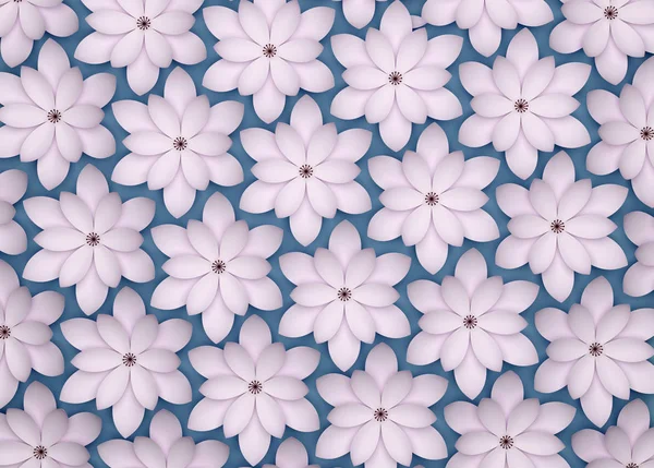Abstrakter Hintergrund von Papierblumen. Monochromes 3D-Muster. — Stockfoto
