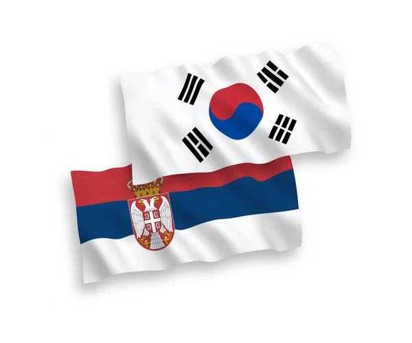 Flags of South Korea and Serbia on a white background — Stock Vector