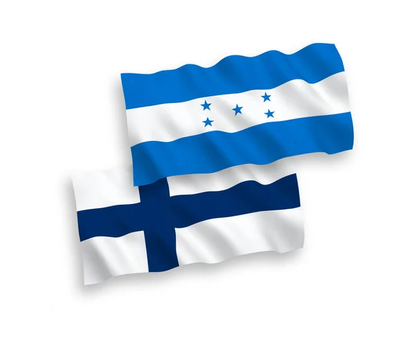 Banderas de Finlandia y Honduras sobre fondo blanco — Vector de stock