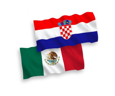 Beyaz arka planda Meksika ve Hırvatistan bayrakları