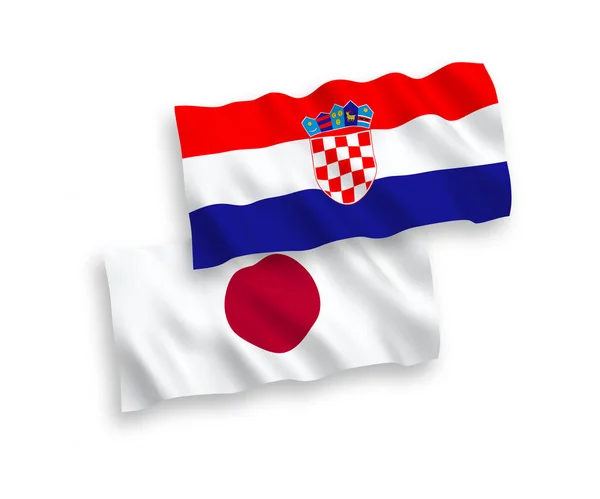 흰색 바탕에 있는 일본 과 크로아티아의 국기 — 스톡 벡터