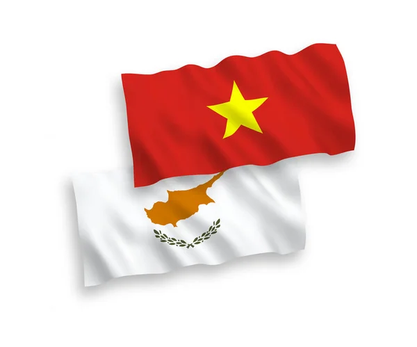 Banderas de Chipre y Vietnam sobre un fondo blanco — Vector de stock