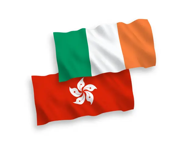 Banderas de Irlanda y Hong Kong sobre fondo blanco — Archivo Imágenes Vectoriales