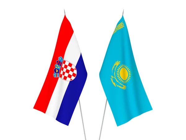 Banderas de Kazajstán y Croacia — Foto de Stock