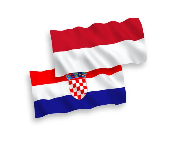 Bendera Indonesia dan Kroasia pada latar belakang putih - Stok Vektor