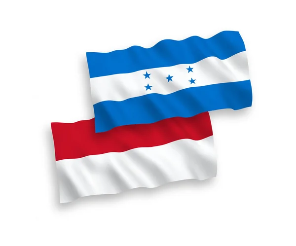 Bandiere di Indonesia e Honduras su sfondo bianco — Vettoriale Stock
