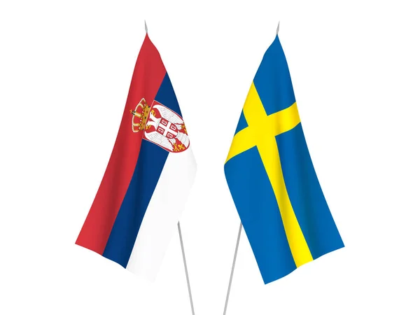 Drapeaux Suède et Serbie — Photo