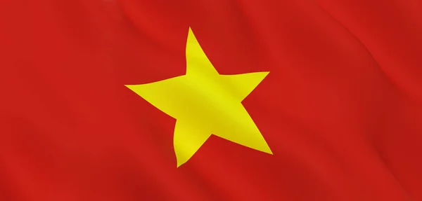 National Fabric Wave Closeup Flag of Vietnam — Stock Photo, Image