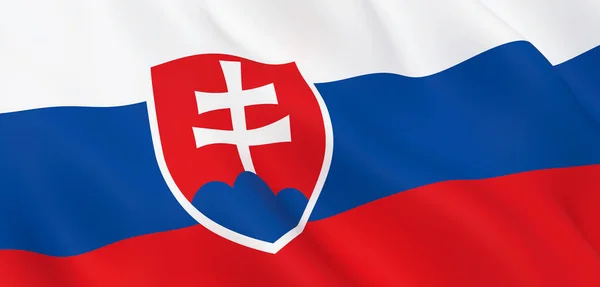 National Fabric Wave Closeup Flag of Slovakia — Stock Photo, Image