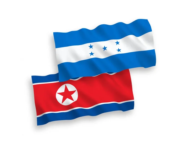 Banderas de Corea del Norte y Honduras sobre fondo blanco — Archivo Imágenes Vectoriales
