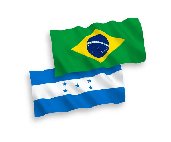 白色背景下的巴西和洪都拉斯国旗 — 图库矢量图片