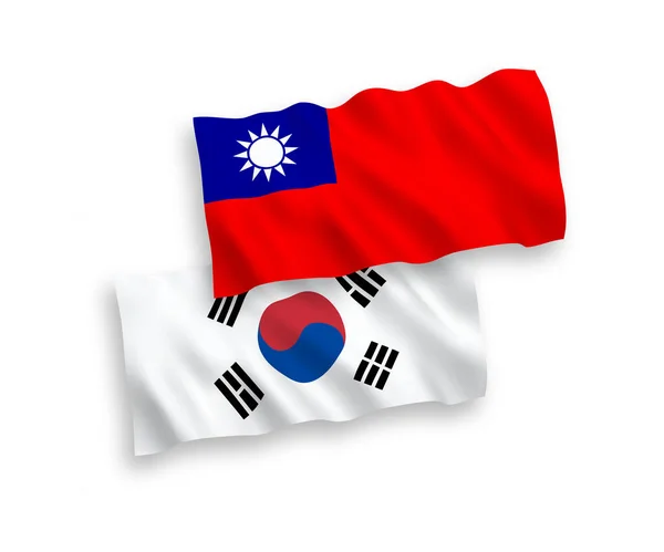 Flags of South Korea and Taiwan on a white background — Stock Vector