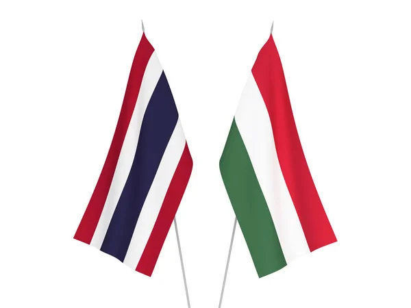 Bandeiras da Tailândia e Hungria — Fotografia de Stock