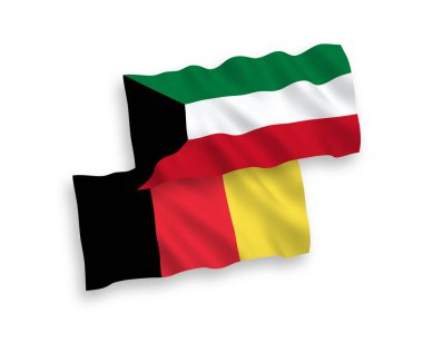 Beyaz arkaplanda Belçika ve Kuveyt bayrakları