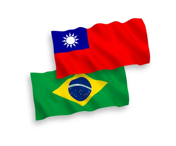 Banderas de Brasil y Taiwán sobre fondo blanco — Archivo Imágenes Vectoriales