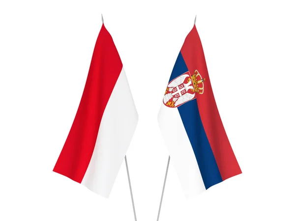 塞尔维亚和印度尼西亚国旗 — 图库照片