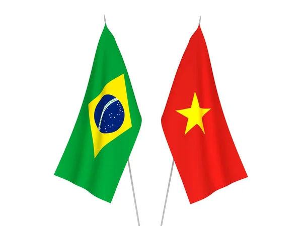 Флаги Бразилии и Вьетнама — стоковое фото