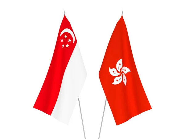 Hong Kong ve Singapur bayrakları — Stok fotoğraf