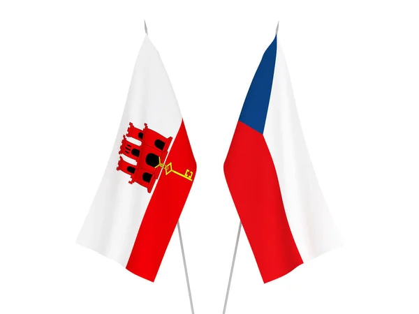 Gibraltár és a Cseh Köztársaság lobogói — Stock Fotó