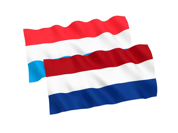 Bandiere dei Paesi Bassi e del Lussemburgo su sfondo bianco — Foto Stock