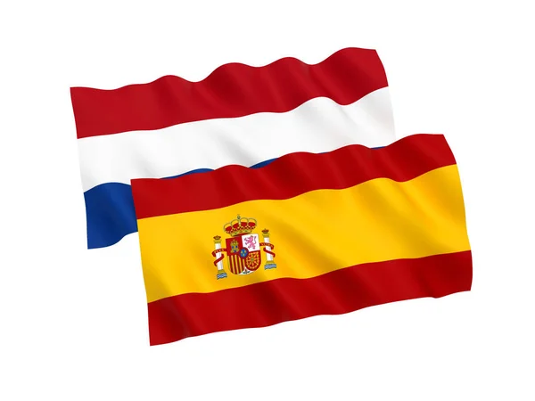 Flags of Netherlands and Spain on a white background