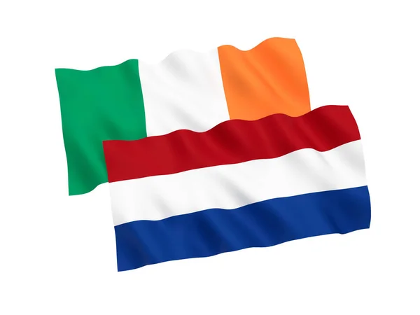 Flags of Netherlands and Ireland on a white background — Stock Photo, Image