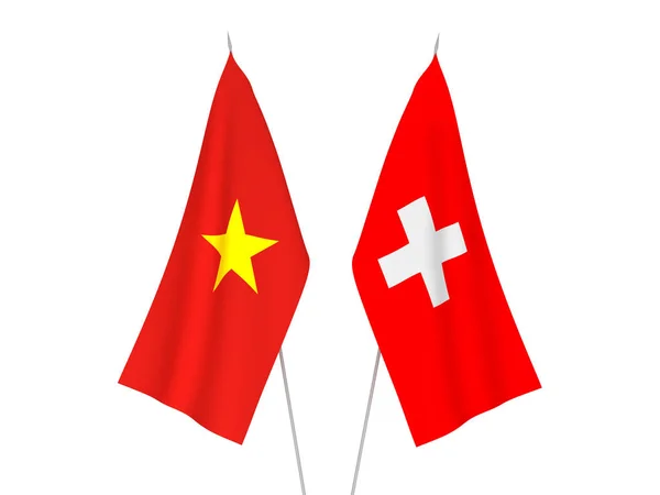 Svájc és Vietnam zászlók — Stock Fotó
