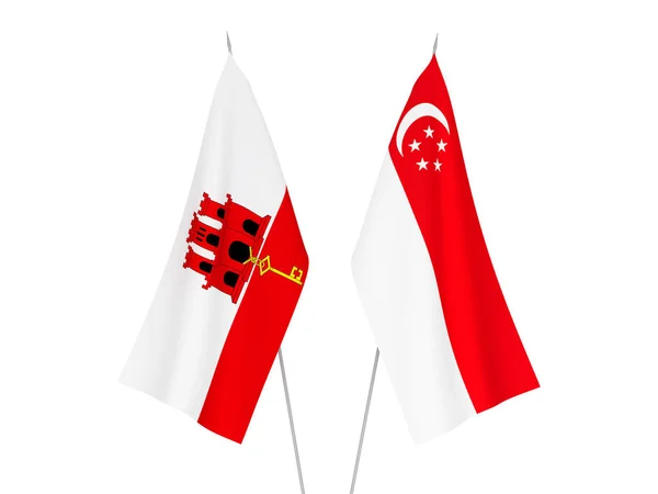 直布罗陀和新加坡国旗 — 图库照片
