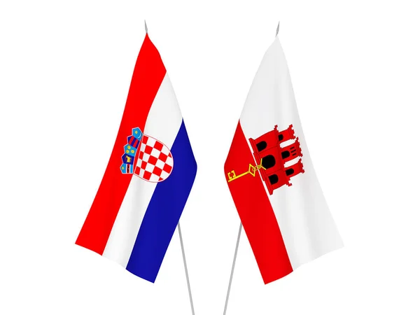 Vlajky Chorvatska a Gibraltaru — Stock fotografie