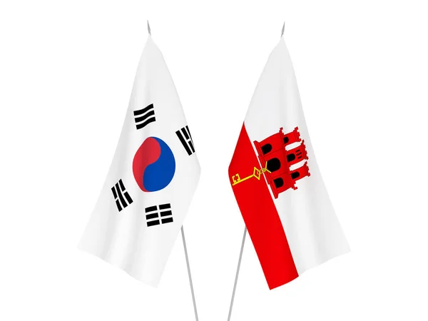 South Korea and Gibraltar flags — Stock Photo, Image