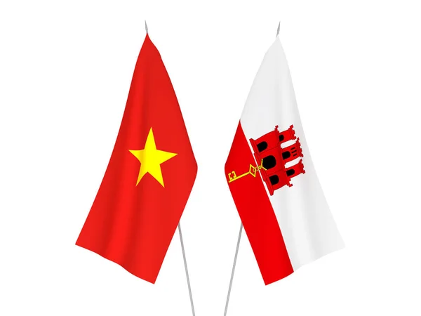 Vlaggen van Vietnam en Gibraltar — Stockfoto