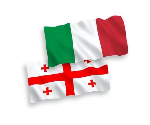 Drapeaux d'Italie et de Géorgie sur fond blanc — Image vectorielle