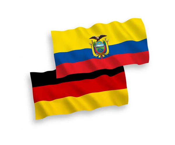 Drapeaux de l'Equateur et de l'Allemagne sur fond blanc — Image vectorielle