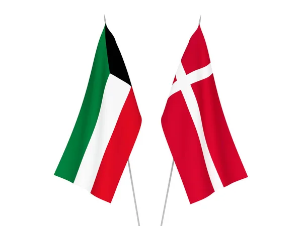 Flaggen von Kuwait und Dänemark — Stockfoto